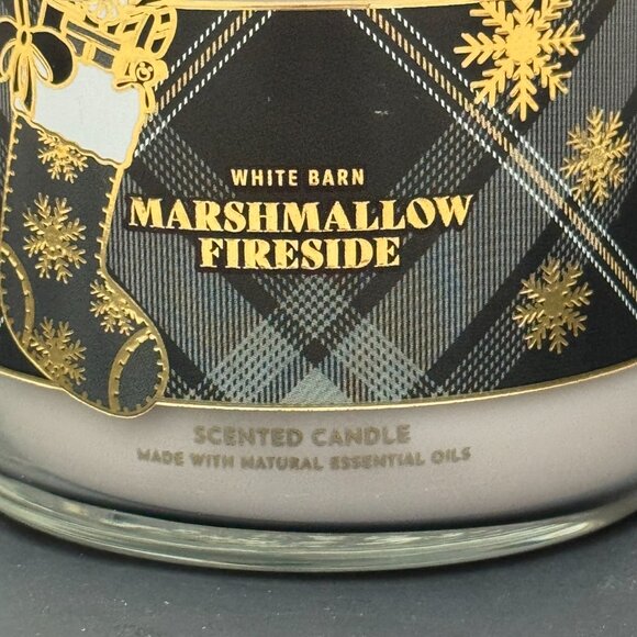 BBW Marshmallow Fireside White Barn Bath & Body Works 3 Wick Candle - Picture 3 of 10